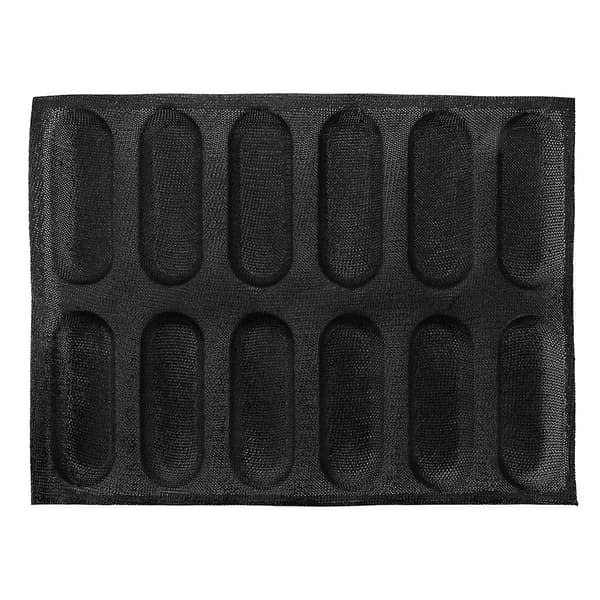 12 Huller Silikone - Non-Stick Perforerede Franskbrødsforme, Hotdogforme, Bageunderlag Måtte Brød M