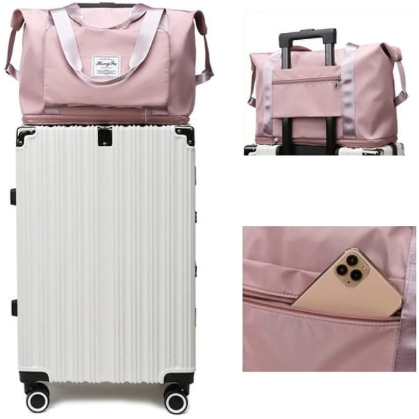 Vikbar resväska med stor kapacitet, bärbara hopfällbara resväskor Lätt vattentät Oxford-tygväska, gymväska för torr och våt separering, sportväska,