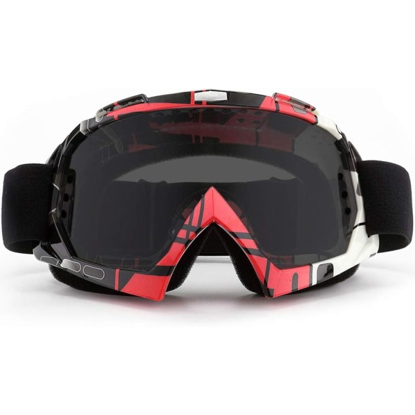 Motorcykelbriller, ATV Dirt Bike Off Road Racing MX Riding Goggle Eyewear Polstret blødt tykt skum, justerbar rem Voksne cykling motocross BRW&Gray Lens