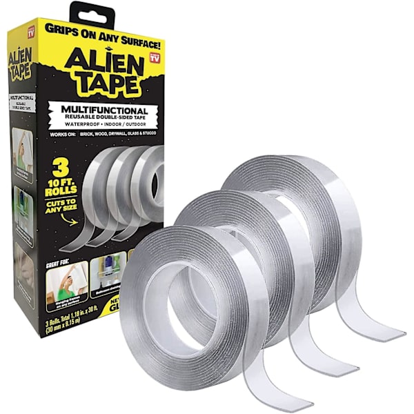 Nano-dobbeltsidet tape, Multifunktion Aftageligt klæbende Gennemsigtigt greb Monteringstape Vaskbar Stærk Sticky Heavy Duty Til tæppe Fotoramme Plakat