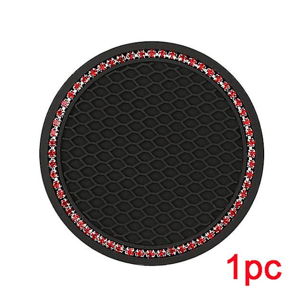 2st/1st Bilunderlägg Vattenkopp Flaskhållare Anti Slip Pad Mat Silica Gel För Inredning Bil Styling Tillbehör|drycker Hållare| red diamond 1pc