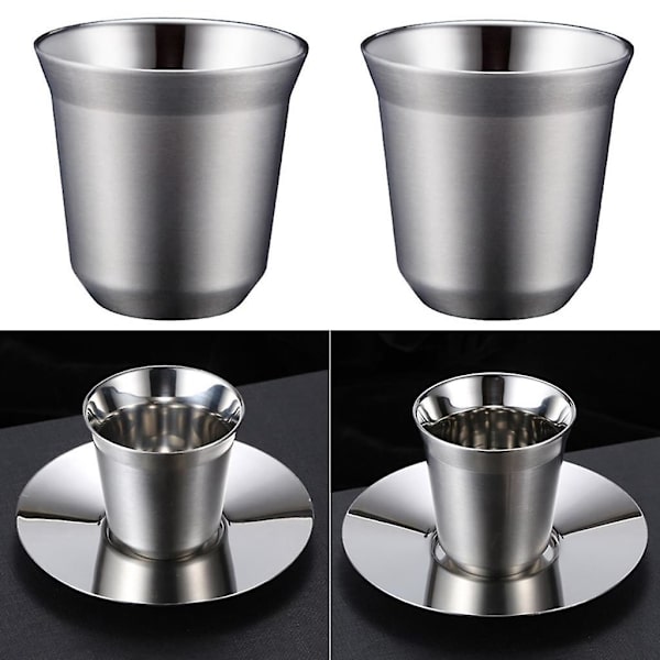Stabelbar kaffekop/tekop/kølende ølglas, krus i rustfrit stål Ideel til rejser, udendørs, camping og hver dag