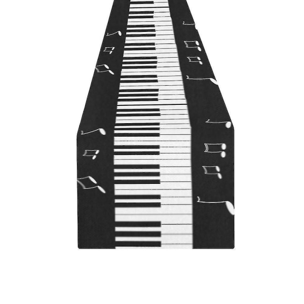 Pianokoskettimisto ja nuotti pitkä pöytäjalka 40x180 cm mustavalkoinen suorakulmio pöytäjalkakangas