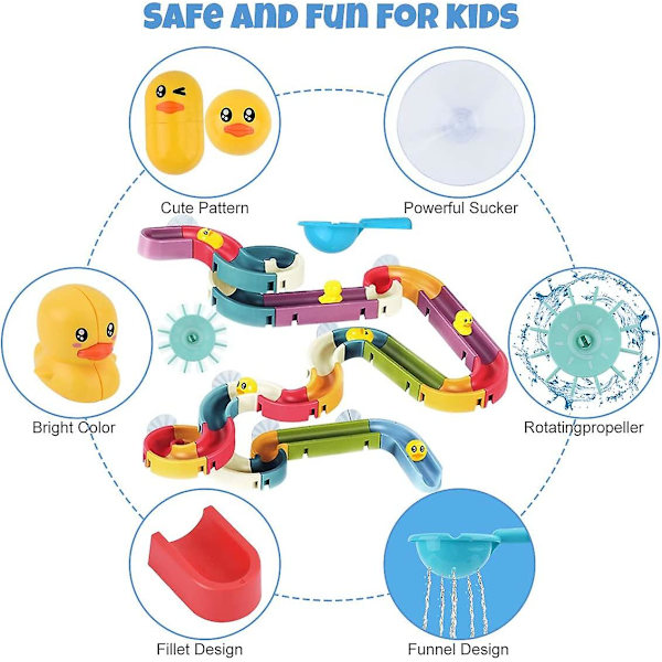 Badleksaker för barn, rolig rutschkana inomhus vattenfallsbana, med sugkopp och hjul Vattenboll Dusch Flytande badkarleksak Sommar Barn