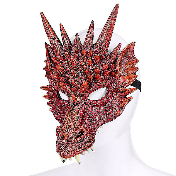 Halloween Cosplay Full Mask Vuxen Festrekvisita 3d Dragon Mask Red