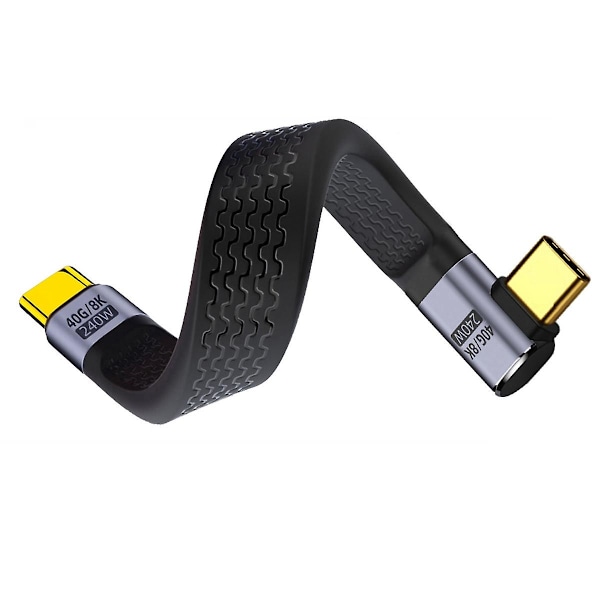 UC-002-0.13R 13cm Oikealle kulmaan taivutettu 240W Type-C uros-uros USB4 40Gbps 100W 8K litteä FPC-datakaapeli