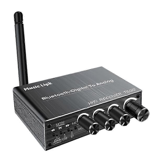 DAC Bluetooth 5.3 Audio Modtager Digital til Analog Konverter 3.5mm AUX/RCA/Koaksial/USB U-Disk Karaoke Trådløs Adapter Black