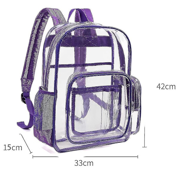 1 kpl kirkas reppu, muoti läpinäkyvä PVC-reppu koululaukku