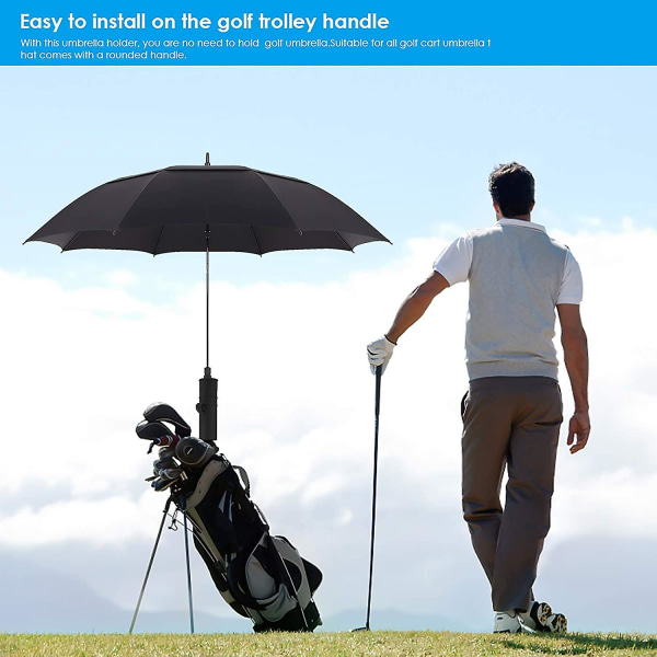 Golfvogn paraplyholder, Universal Justerbar Golfvogn Paraplystativ Plast Golfvogn, Svart