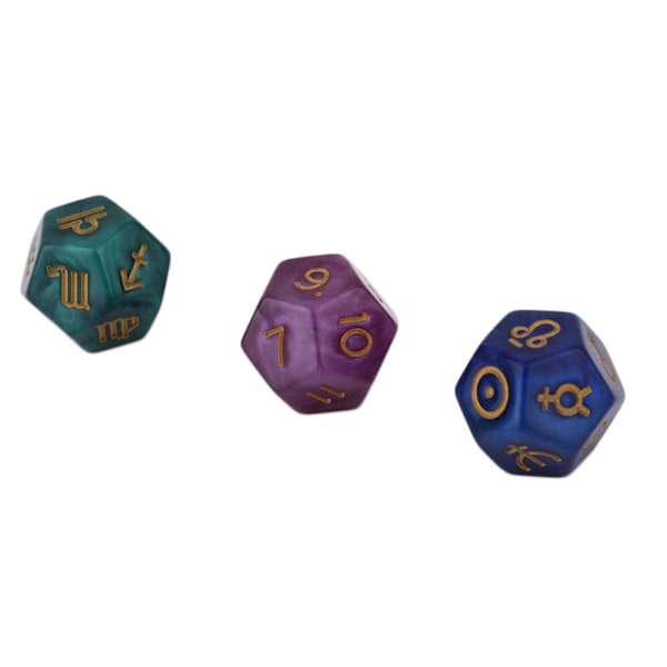3st/ set Dichromatic D12 Polyhedral Astrologitärningar för konstellation