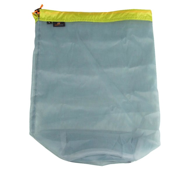 Ultralett polyester netting-oppbevaringspose Stuffsekk for Tavel-camping - størrelse L (gul)