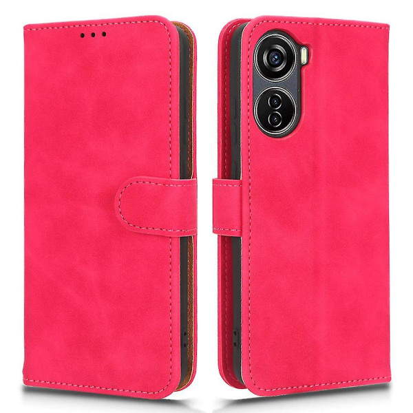 För Zte Blade V40 Design Anti-drop Tpu+pu Läder Phone case Stativ Plånbok Skin-touch Feeling Cover Rose