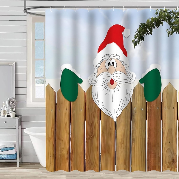 Badeforhæng Jul Julemand Slæde Rensdyr badeforhæng 180 X 180 Cm Anti-mug Vandtæt polyesterstof Vaskbart badeforhæng til bad