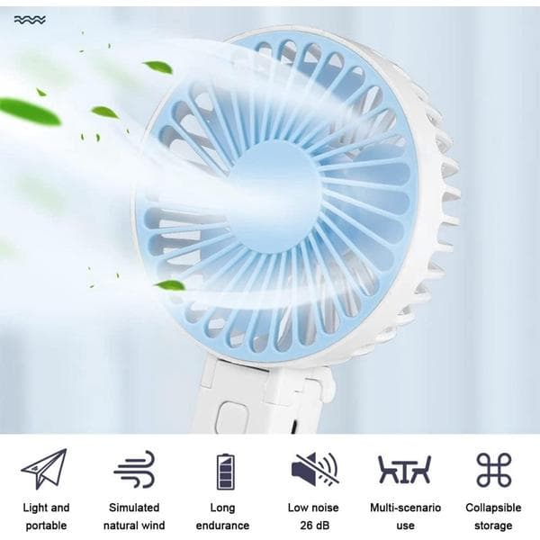 Handheld Fan - Mini Fan - Rechargeable - Three Modes - Small Portable USB Fan (Blue)