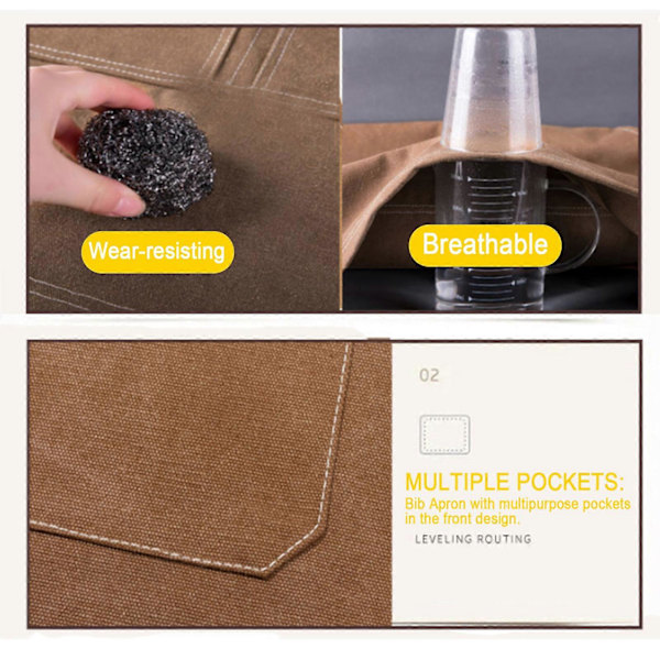 Kestävä Canvas Ristiselkäesiliina 3 Taskulla Miehille ja Naisille black