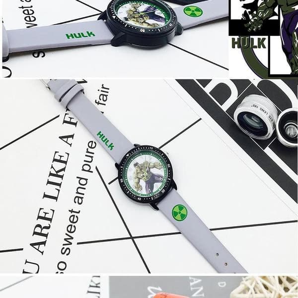 Barnklocka Grön Hulk Analog Armbandsur Plastrem Klocka Hulken 150