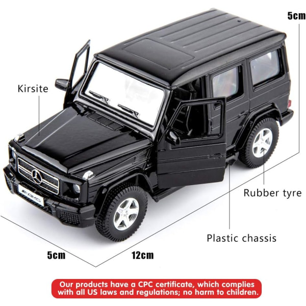 RMZ City 1/36 skala G63 støpebilmodell, sinklegering G-vogn Lekebil for barn, Trekkkjøretøyer Lekebil for småbarn Barn Gutter Jenter Gave (svart)