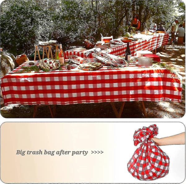 54\" X 108\" Rød og hvit rutete engangsduk 6/8/12 pakker Rektangulær plast gingham duk 8pcs