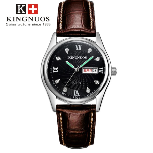 Watch timanttikalenterivyö-ystäville Brown belt black dial Suitable for men