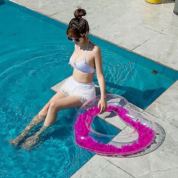 Uppblåsbara Sjöjungfru Poolflottar, Söt Badring Röd 70cm