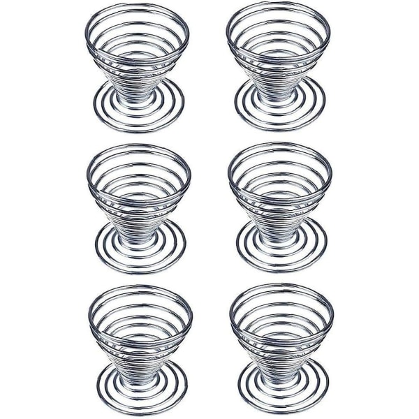 6 stk eggekopper i rustfritt stål Eggsnor Spiral Kjøkken Frokost Hardkokt holder Spring Egg Cup4,7*4,5cm