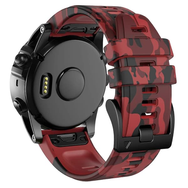 Til Garmin Fenix 7X Camouflage Silikone Urrem Red