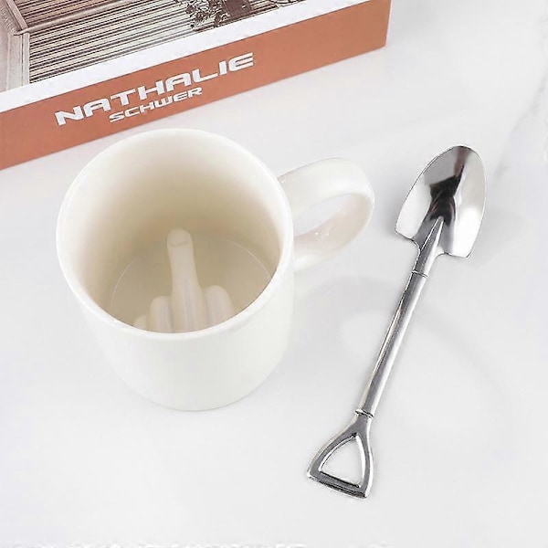 Kreativ Design Vit Långfinger Mugg Nyhet Stil Blanda Kaffe Mjölk Kopp Rolig Keramisk Mugg 300ml Tillräcklig Kapacitet Vattenkopp white