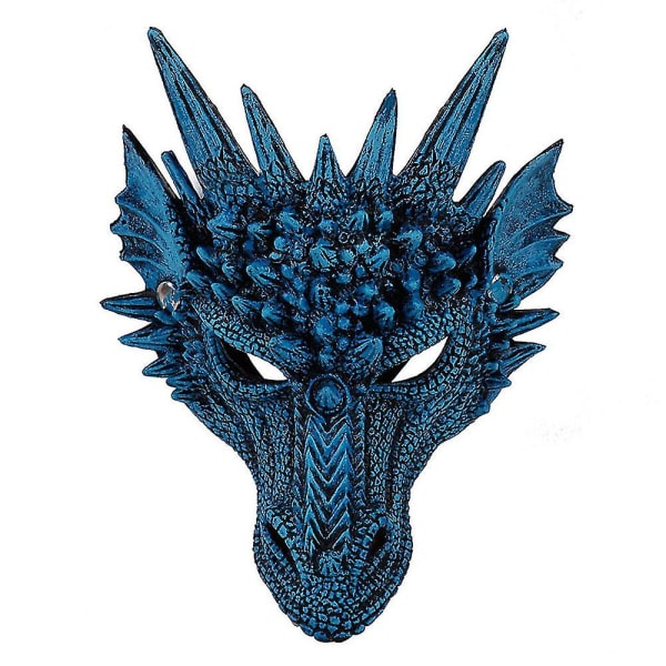 Halloween Cosplay Full Mask Adult Party Props 3D Dragon Mask Blue