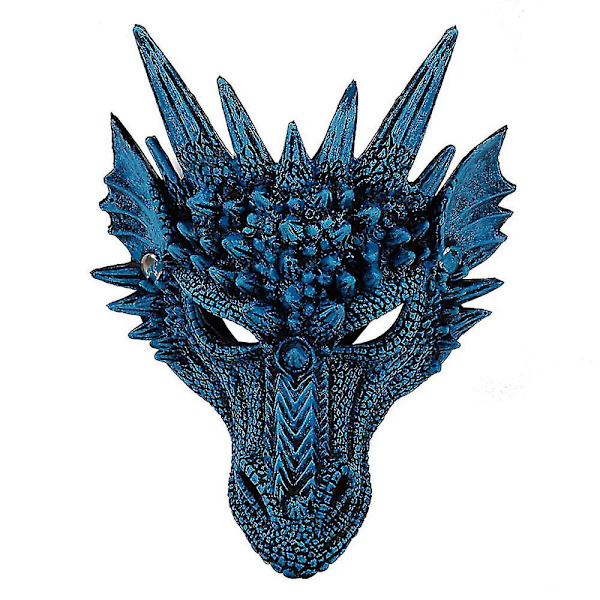Halloween Cosplay Full Mask Vuxen Festrekvisita 3d Dragon Mask Blue