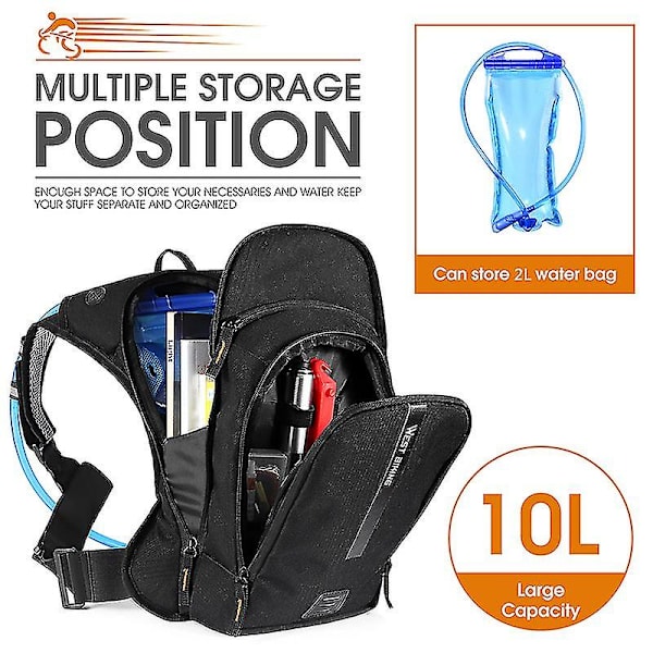 10 litran pyöräilynestereppu Ergonominen säädettävä Mtb-pyörälaukku vuorikiipeilyvaellus kiipeilyurheilureppu with Waterbag