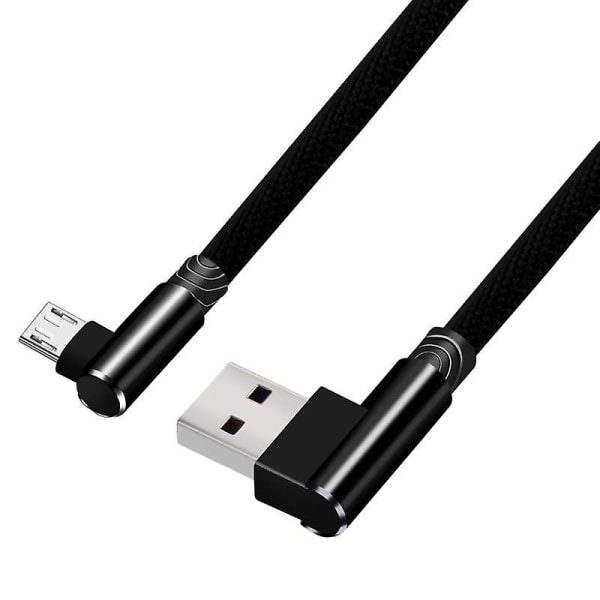 1m 2m 3m Laddningsmikrokabel USB kontakt till 90 graders vinkel Micro Android Charge Line Connector black