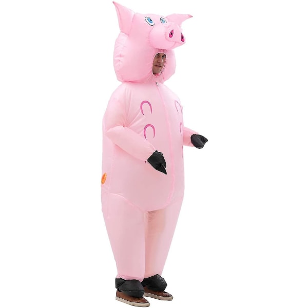 Oppustelig gris kostume heldragt lyserød gris kostumer luft oppustelig dragt festkjole halloween og jul cosplay voksenstørrelse.
