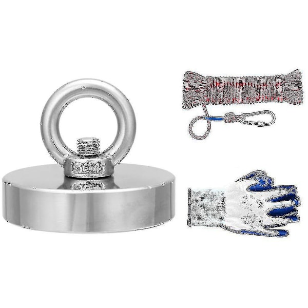 35-600 kg Neodyymikalastuksen talteenottomagneetti, 20 m köysi ja käsineet metalliaarteen havaitsemiseen 48mm