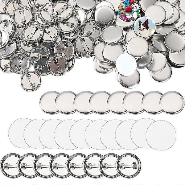 600 stk Blanke Knapper Tilbehør 25mm/1 tomme Bag Knappenål Sæt Metaldele Til Knapper M Silver