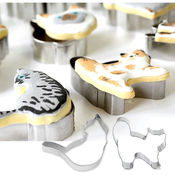 8 st Cat Cookie Cutters Set, DIY Bakning Konditorier Kex Cutters Brödskärare