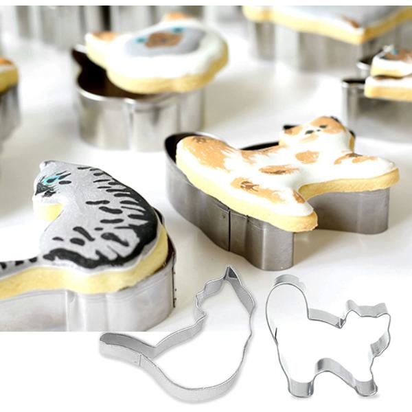 8 stk Cat Cookie Cutters Sæt, gør-det-selv bage kage udskærere.