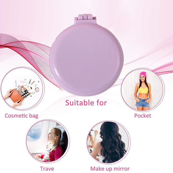 Vikbar hårborste med spegel, rund mini-kompakt massagekam för handväska/ficka, resestorlek för tjejer och kvinnor