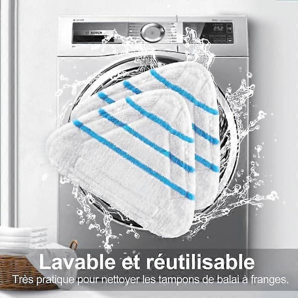 Sæt med 4 erstatningsklude kompatible med trekantet dampmoppe med velcro til Black & Decker H2O Supor Ariete