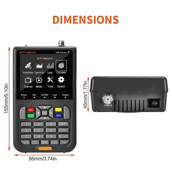 Gtmedia V8 Finder 2 TV-signaalin etsintämittari Dvb-s/s2/s2x signaalivastaanotin 3,5 tuuman LCD-näyttö H.264 automaattinen kulman laskenta 4000mah akku Without Storage Bag