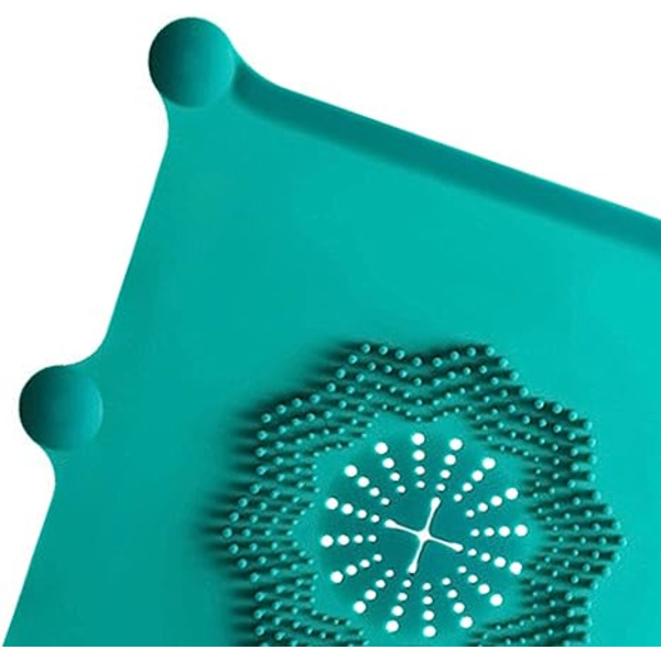 Duschavloppsfångare, återanvändbar Lätt att rengöra fyrkantig silikon platt sil Cover för badkarsvask, grön