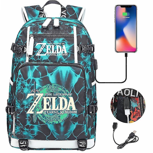 Breath Of The Wild Fans: Eye Game USB ryggsäck för Cosplay, Skola, Resor - Unisex Travel Laptop-väskor, Student Skolväska, Computer Resväska 5