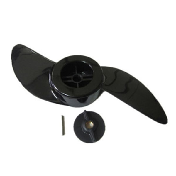 Svart 2-bladig båtpropeller utombordsmotorpropeller elektrisk trollingmotor utombordsmotorpropeller för 32lb 46lb 40lb