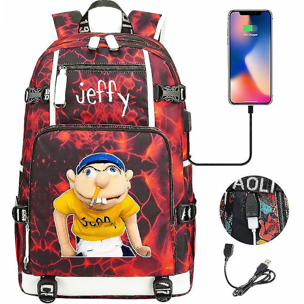 Jeffy Print skolväska: Teen Student Ryggsäck för män och kvinnor - Casual Travel Backpack 7