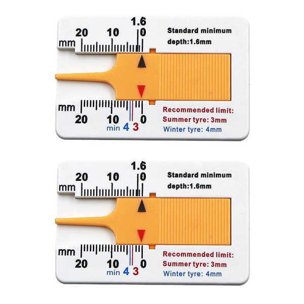 Autohjul Bildäck Mönsterdjup 0 20mm Däckmönsterdjupmätare Djupindikator Mätare För Bil Motorcykel Däck Mätverktyg| | 2Pcs