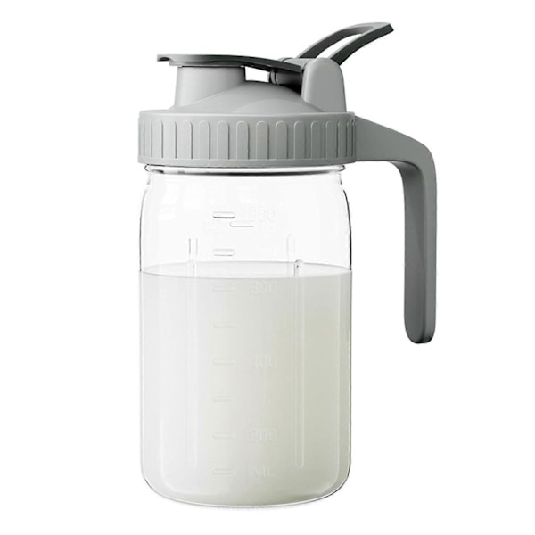 32oz Glas Mason Jar Kande med Flip Cap Låg & Hældetud - Lækagesikker Kande til Opbevaring af Frisk Brystmælk, Glaskande til Cold Brew Iste Grey