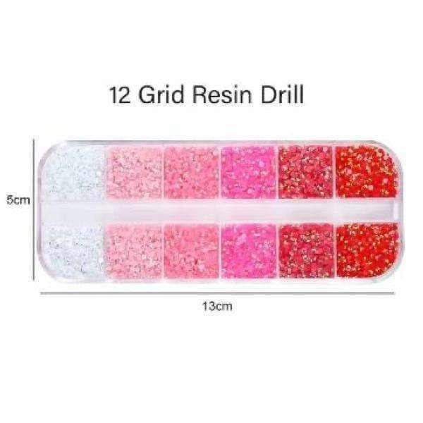 Negledekorasjon rhinestones glitter 12 rom ca 1000 stk multifärg multicolor