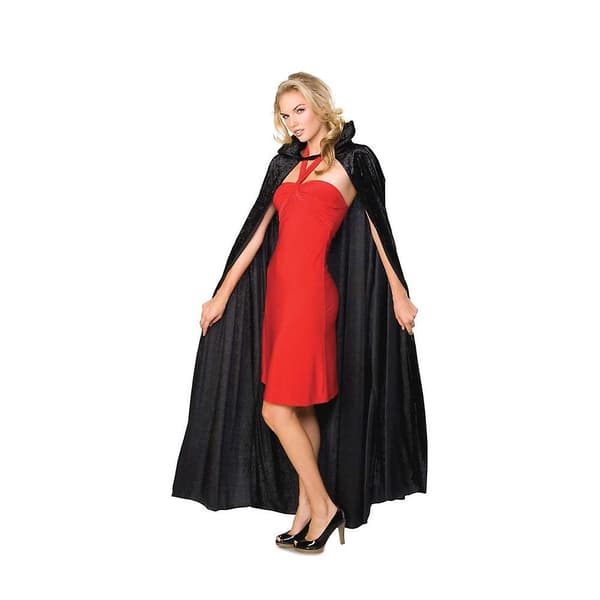 Pitkä samettinen viitta-asu (musta, 150cm, 1 kpl)