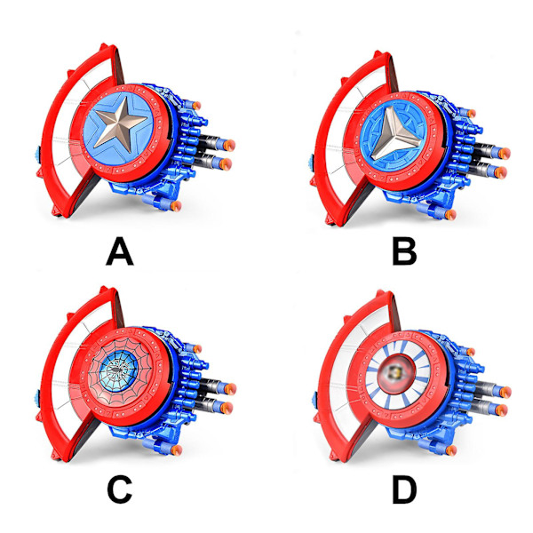 Marvel Avengers Mech Strike Captain America Strikeshot Shield -roolilelu 20 pehmeällä luodilla, 5-vuotiaille ja sitä vanhemmille lapsille D