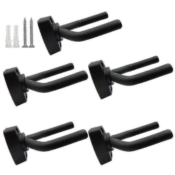 5-pack Svart Gitarrhängare Väggfäste Med Skruvar Passar Gitarrer [JKW]