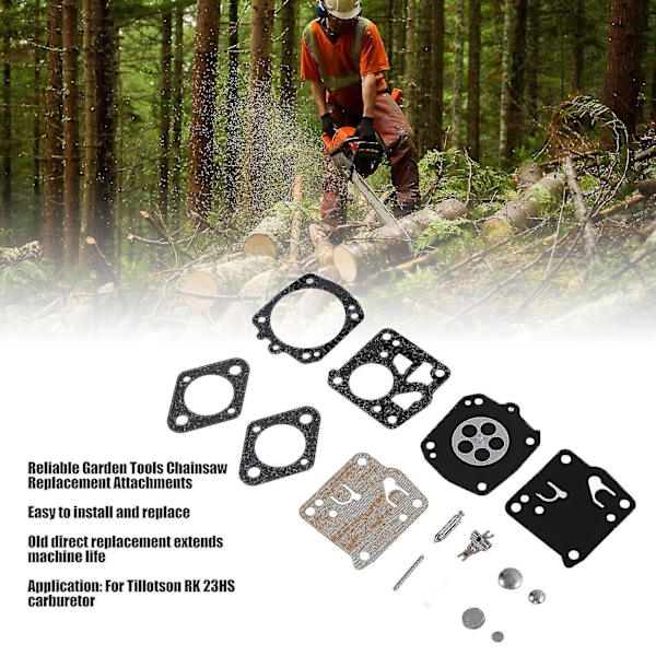 Tillotson RK 23HS Motorsag Forgasser Reparasjonssett - Pakninger, Membran og Papirpute Sett